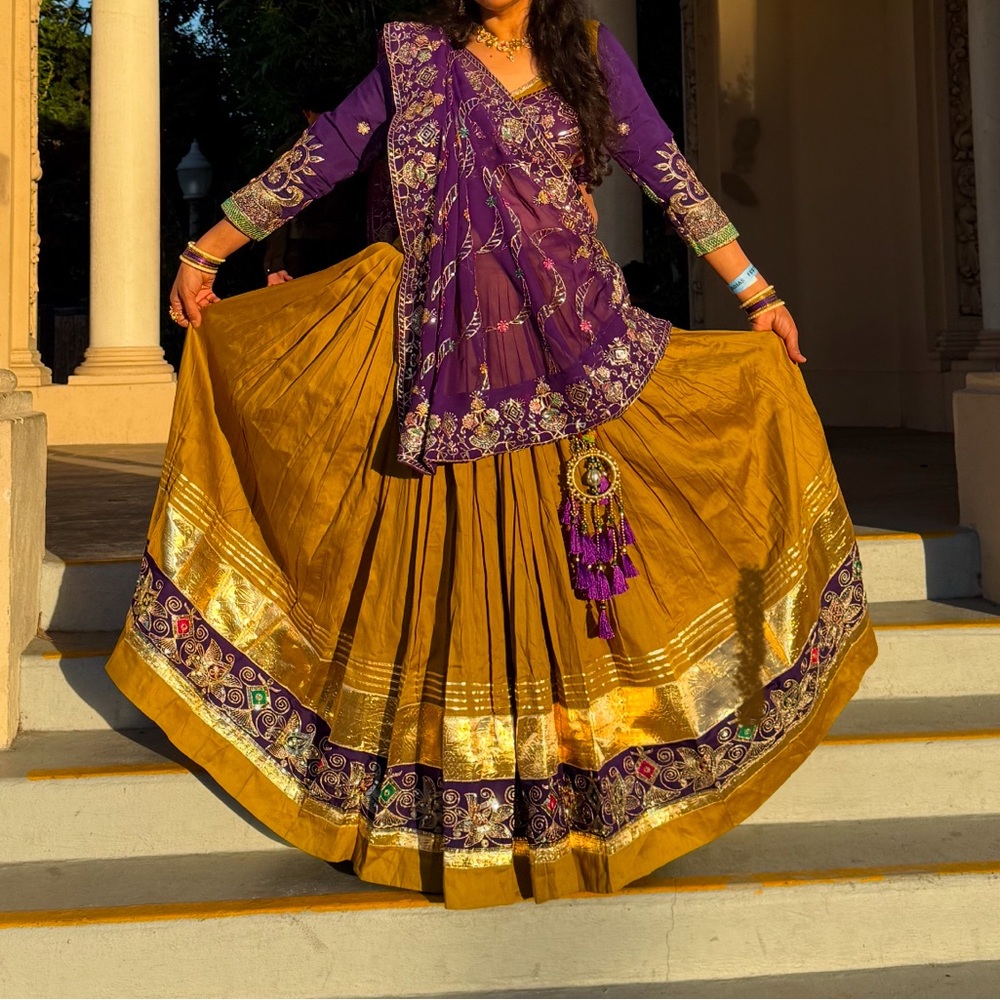 Chaniya choli lehnga in gold and purple